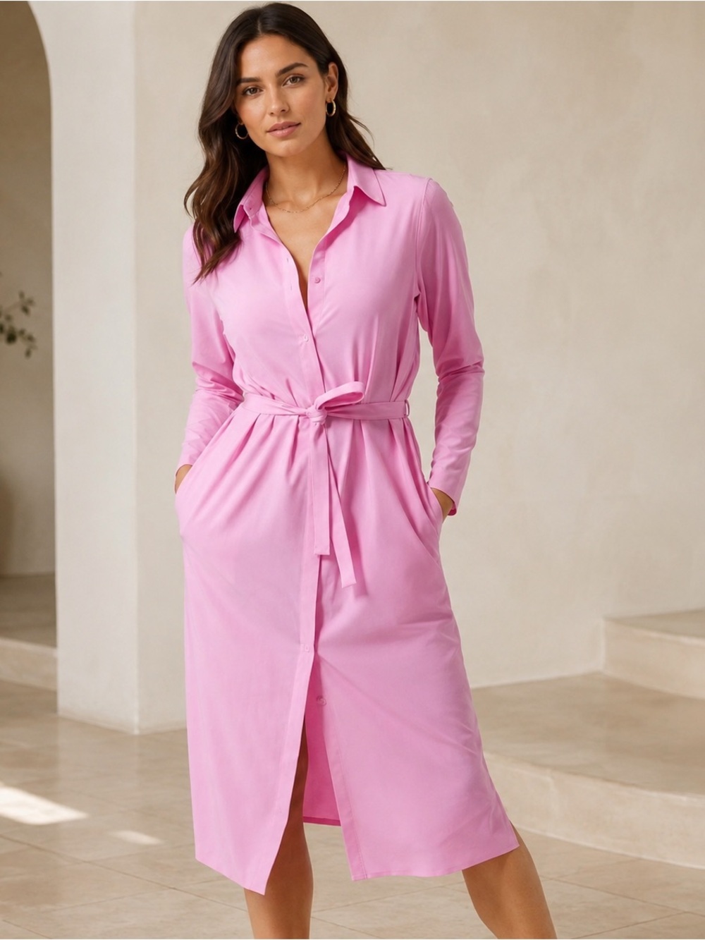 Athleta Pink Urbanite Shirt  dress sz S